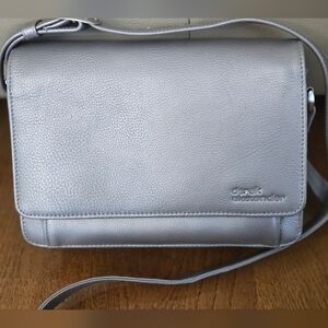 Derek Alexander Silver Leather Crossbody Bag